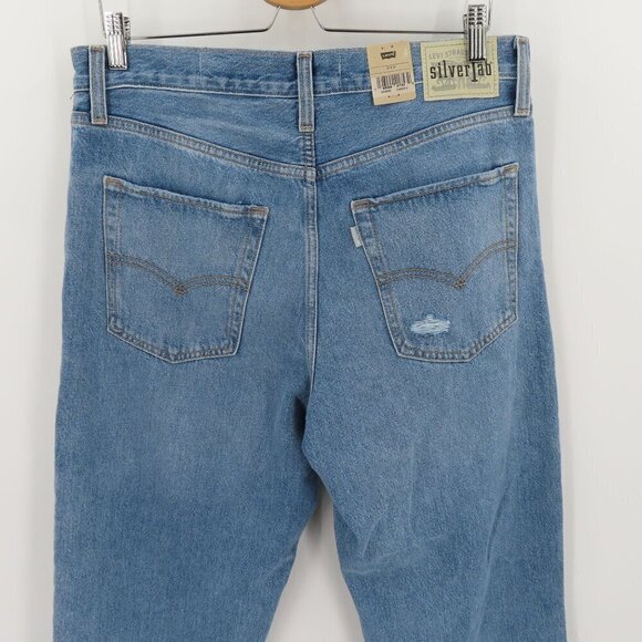 Levis Womens 31 SilverTab 94 Baggy Blue Denim Jeans Distressed Cotton Blend NEW - Picture 7 of 12